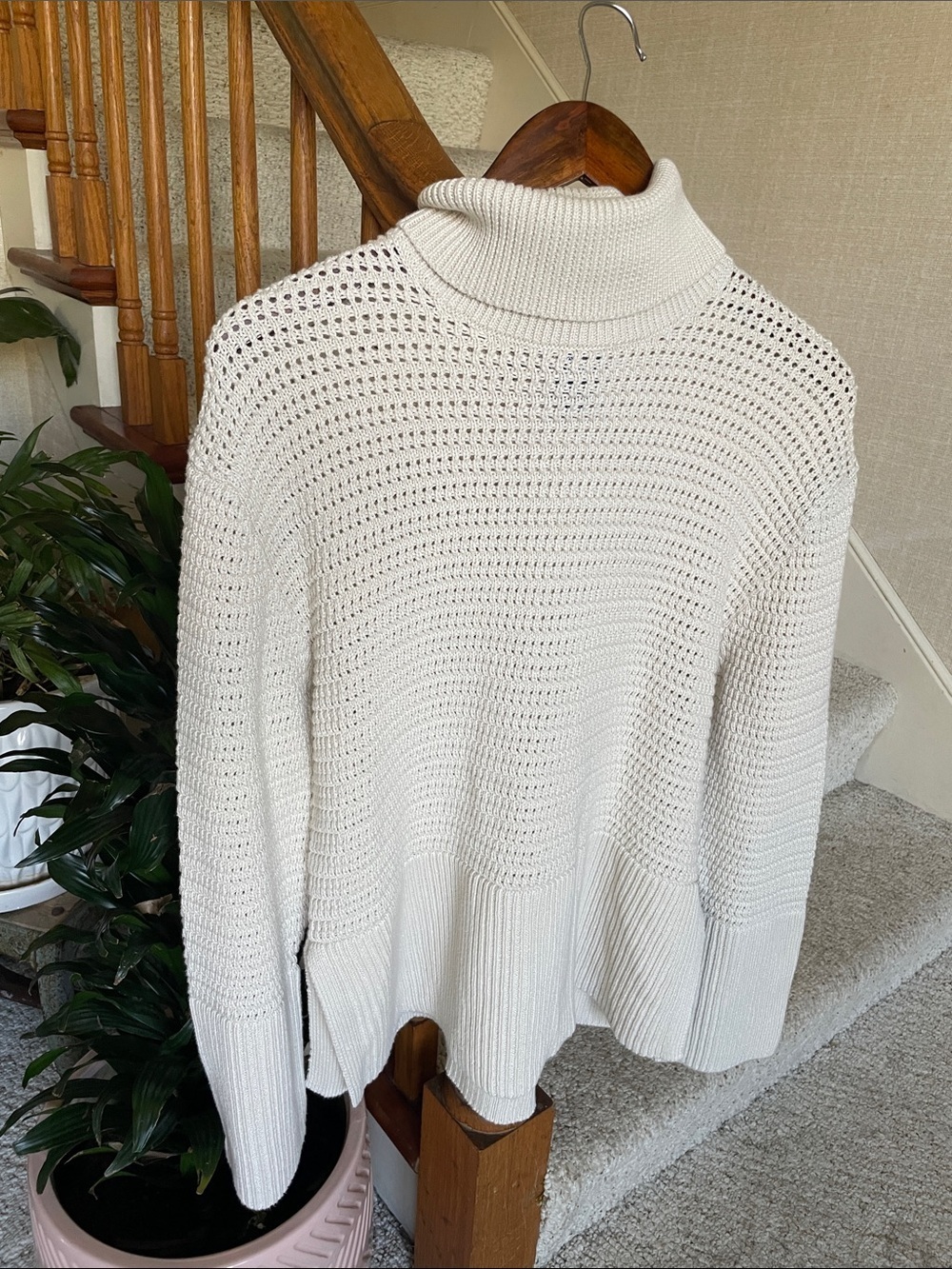 GAP Cream Open Knit Cowl Neck Sweater